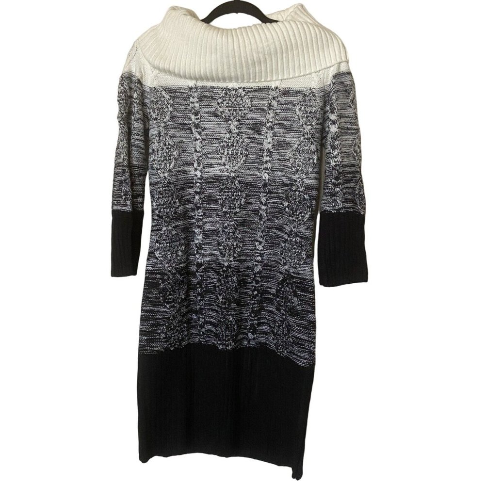 Studio One New York Sweater Dress w/Stripes Gray & Black Women's Size M